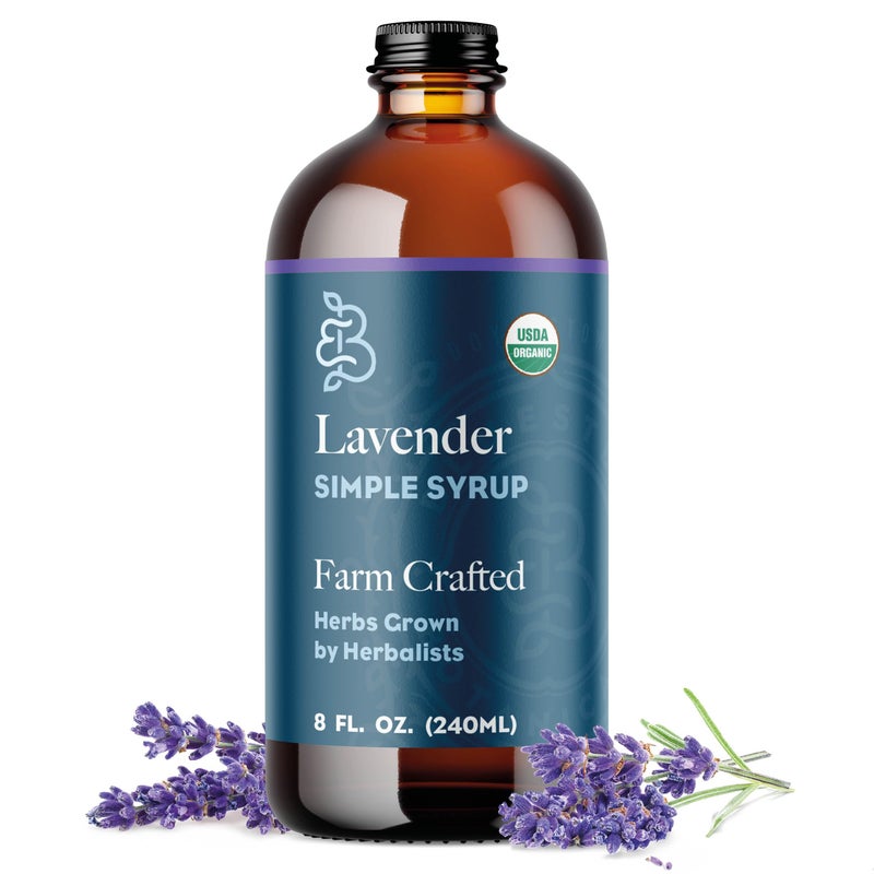 Bluestem Botanicals Organic Lavender Simple Syrup, 8 oz, Cocktail and Mocktail Mixer for Drinks, Non-Alcoholic - Image 1